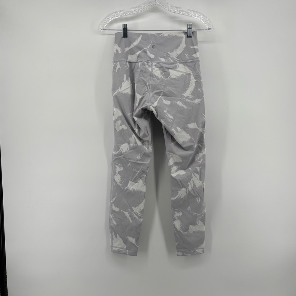 Lululemon‎ Womens Flower Pop White Silver Lilac Wunder Under Hi Rise Tights - Picture 2 of 10